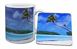 Tropical Paradise Beach Mug and Coaster Set