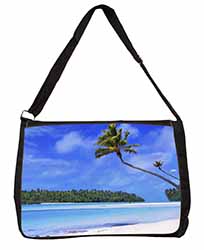 Tropical Paradise Beach Large Black Laptop Shoulder Bag School/College
