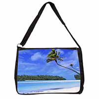 Tropical Paradise Beach Large Black Laptop Shoulder Bag School/College