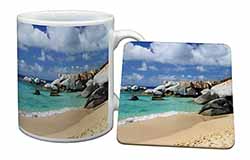 Tropical Seychelles Beach Mug and Coaster Set