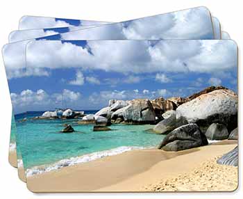 Tropical Seychelles Beach Picture Placemats in Gift Box