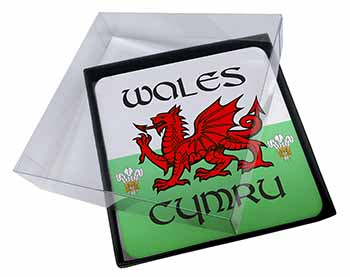 4x Wales Cymru Welsh Gift Picture Table Coasters Set in Gift Box
