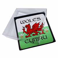 4x Wales Cymru Welsh Gift Picture Table Coasters Set in Gift Box