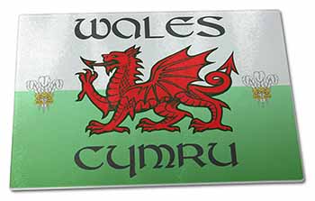 Large Glass Cutting Chopping Board Wales Cymru Welsh Gift