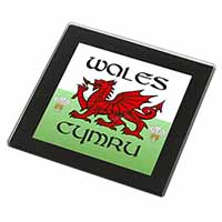 Wales Cymru Welsh Gift Black Rim High Quality Glass Coaster