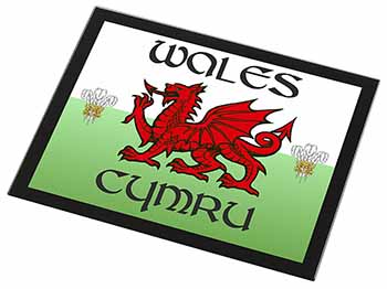 Wales Cymru Welsh Gift Black Rim High Quality Glass Placemat