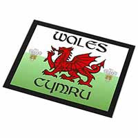 Wales Cymru Welsh Gift Black Rim High Quality Glass Placemat