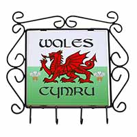 Wales Cymru Welsh Gift Wrought Iron Key Holder Hooks