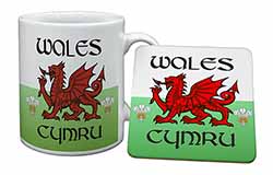 Wales Cymru Welsh Gift Mug and Coaster Set