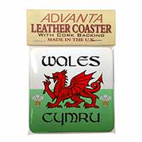 Wales Cymru Welsh Gift Single Leather Photo Coaster