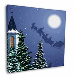 Christmas Eve Santa on Sleigh Square Canvas 12"x12" Wall Art Picture Print