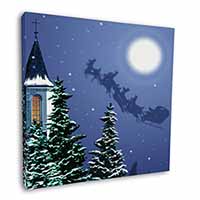 Christmas Eve Santa on Sleigh Square Canvas 12"x12" Wall Art Picture Print