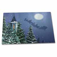 Large Glass Cutting Chopping Board Christmas Eve Santa on Sleigh