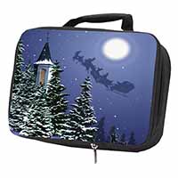 Christmas Eve Santa on Sleigh Black Insulated School Lunch Box/Picnic Bag
