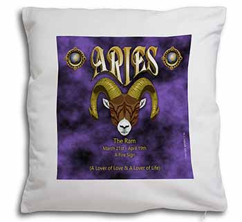 Aries Astrology Star Sign Birthday Gift Soft White Velvet Feel Scatter Cushion