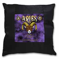 Aries Astrology Star Sign Birthday Gift Black Satin Feel Scatter Cushion