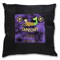 Capricorn Star Sign Birthday Gift Black Satin Feel Scatter Cushion - Advanta Gro