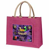 Capricorn Star Sign Birthday Gift Large Pink Jute Shopping Bag