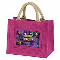 Capricorn Star Sign Birthday Gift Little Girls Small Pink Jute Shopping Bag
