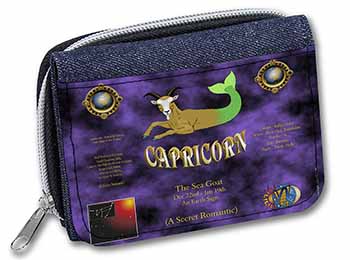 Capricorn Star Sign Birthday Gift Unisex Denim Purse Wallet