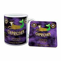 Capricorn Star Sign Birthday Gift Mug and Coaster Set