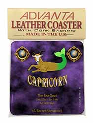 Capricorn Star Sign Birthday Gift Single Leather Photo Coaster