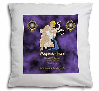 Aquarius Star Sign Birthday Gift Soft White Velvet Feel Scatter Cushion