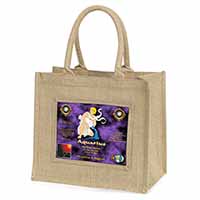 Aquarius Star Sign Birthday Gift Natural/Beige Jute Large Shopping Bag