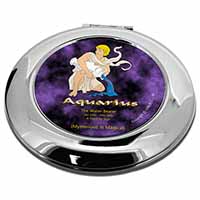 Aquarius Star Sign Birthday Gift Make-Up Round Compact Mirror