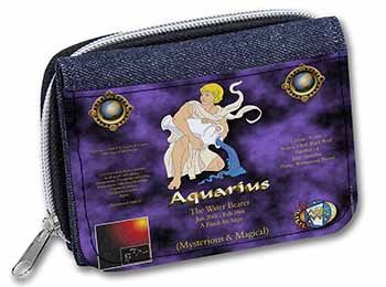 Aquarius Star Sign Birthday Gift Unisex Denim Purse Wallet