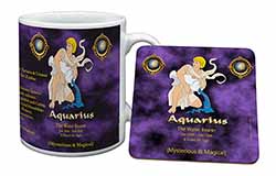 Aquarius Star Sign Birthday Gift Mug and Coaster Set