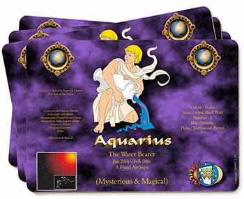 Aquarius Star Sign Birthday Gift Picture Placemats in Gift Box