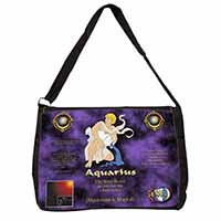 Aquarius Star Sign Birthday Gift Large Black Laptop Shoulder Bag School/College