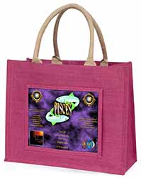 Pisces Star Sign Birthday Gift Large Pink Jute Shopping Bag