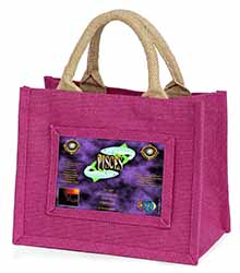 Pisces Star Sign Birthday Gift Little Girls Small Pink Jute Shopping Bag