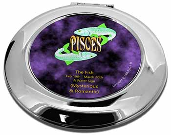 Pisces Star Sign Birthday Gift Make-Up Round Compact Mirror