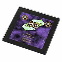 Pisces Star Sign Birthday Gift Black Rim High Quality Glass Coaster