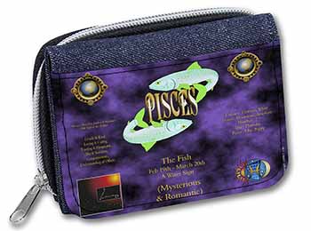 Pisces Star Sign Birthday Gift Unisex Denim Purse Wallet