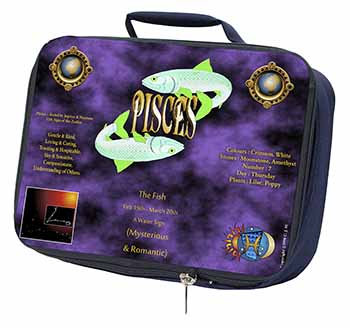 Pisces Star Sign Birthday Gift Navy Insulated School Lunch Box/Picnic Bag