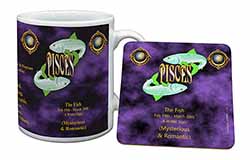 Pisces Star Sign Birthday Gift Mug and Coaster Set