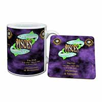 Pisces Star Sign Birthday Gift Mug and Coaster Set