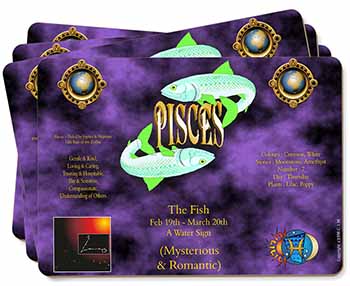 Pisces Star Sign Birthday Gift Picture Placemats in Gift Box