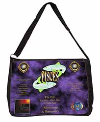 Pisces Star Sign Birthday Gift Large Black Laptop Shoulder Bag School/College