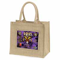 Aries Astrology Star Sign Birthday Gift Natural/Beige Jute Large Shopping Bag