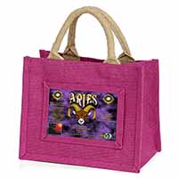 Aries Astrology Star Sign Birthday Gift Little Girls Small Pink Jute Shopping Ba