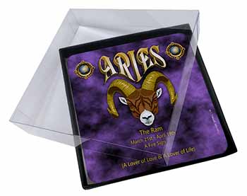 4x Aries Astrology Star Sign Birthday Gift Picture Table Coasters Set in Gift Bo