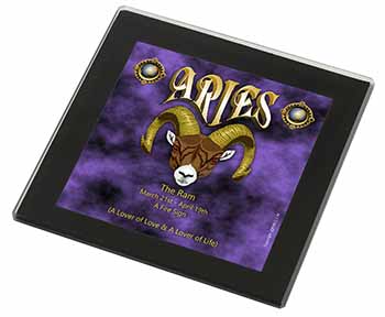 Aries Astrology Star Sign Birthday Gift Black Rim High Quality Glass Coaster