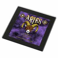 Aries Astrology Star Sign Birthday Gift Black Rim High Quality Glass Coaster