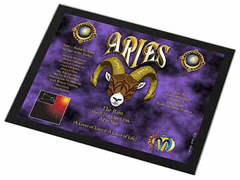 Aries Astrology Star Sign Birthday Gift Black Rim High Quality Glass Placemat