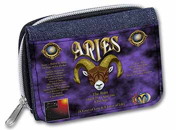 Aries Astrology Star Sign Birthday Gift Unisex Denim Purse Wallet